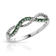 Ring With Precious Stones - Genuine Diamonds and Emeralds in White Gold- Size 9.5 (Size 7)