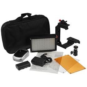 Fotodiox Pro LED 209A w/ Video Lighting Bracket, Photo / Video Dimmable LED Light Kit, 1x Sony type Battery, Color Temperature 5600K, + Tungsten Gel, and Lighting Bracket, Fits Sony Camcorder, video camera HDR-XR160, PJ10, CX560V, CX110, CX130, CX160, DCR-SX45,SX-65 SX85, SR-68, DVD650,