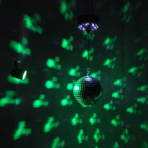 Professional 12" Disco Party DJ Light Effect Mirror Ball w/ Green Spot Light