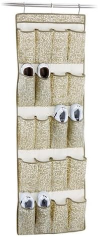 20 Pocket Over the Door Shoe Organizer Shoe Bag with Top Hooks, Beautiful Floral Design