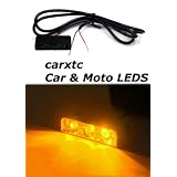 3 LED AMBER Motorcycle & Car Lights - Black Case 