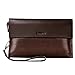 Sumcoa Mens Genuine Leather Big Clutch Bags Wristlet Handbag Organizer Wallet Business Checkbook High Capacity Soft Zipper