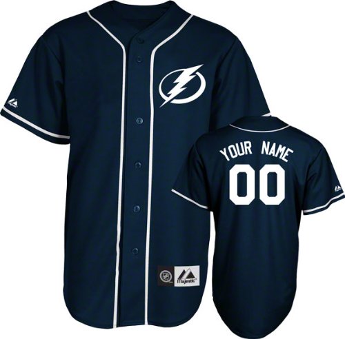 Tampa Bay Lightning Jersey: Cobalt Blue Customizable NHL Replica Baseball Jersey