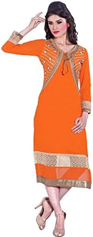 Slocky Women's Fancy Embroidered Kurties X-Large Orange