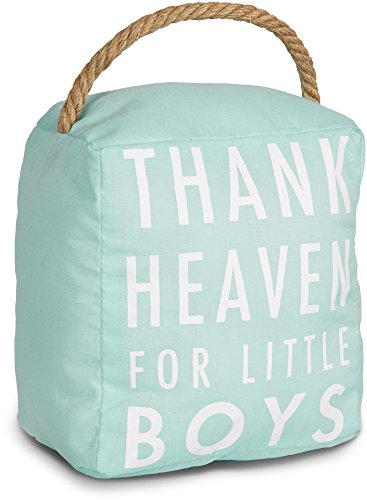Pavilion Gift Company Open Door Decor - Thank Heaven for Little Boys Blue Door Stopper Baby Room Decoration
