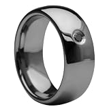 8mm High Polish 0.05 CT Solitaire Black Diamond Domed Tungsten Carbide Comfort Fit Wedding Band Ring (Sizes 8 to 12)