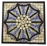 Blue Sol Cascade Square Mosaic Plant Stand Table with Wrought Iron Base