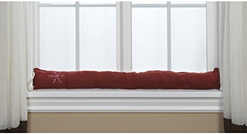 Heavy Duty Embroidered Faux Suede Draft Blocker - Save Energy - Keep The Cold Out - 36-in (Burgundy) by Palmilla Home Furnishings