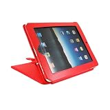 TeckNet iPad Leather Case for Apple iPad, with Stand Feature - Red