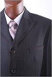 Men's Superior 150's Single Breasted 3 Button Brown Pinstripe Vested Dress Suit with Wide Leg Pants