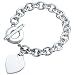 Inspired Sterling Silver Heart Tag Charm Bracelet