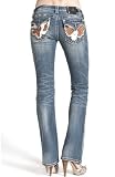 Miss Me Jeans JW4292B6 MED 44 Boot Cut New Cowhide with Crystals and Studs on Button Flap Pockets
