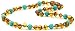 Amber Teething Necklace {0055} for Baby Mixed with Turquoise Beads - Unisex - 12.6 inches (32 cm) - AmberJewelry - Hand-Made from Baltic Amber Beads (12.6 inches (32 cm), Cognac / Turquoise (Green))