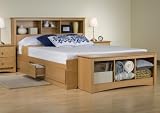 Platform Storage Bed w/ Bookcase Headboard Maple/Full