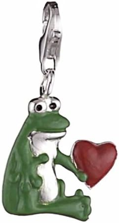 VINANI brand Germany 925 Sterling Silver Charm Pendant Frog with Heart enameled HFH
