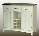 Hutch-Style Buffet- White/ Stainless Steel