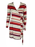 Envi womens geo striped long sleeve knit wrap dress