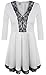 FANCYINN Women Deep V-neck Lace Patchwork Skater Mini Cocktail Dress