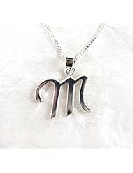 Sterling Silver Initial Charm Necklace, Letter M