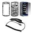 Zebra Skin Black and White Stripes Design Snap-On Cover Hard Case Cell Phone Protector + LCD Screen Protector + Rapid Car Charger for LG Xenon GR500