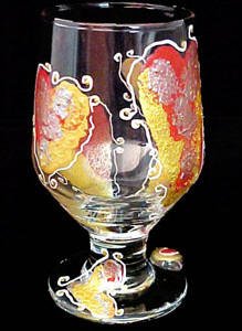 Hearts of Fire Design - Hand Painted - High Ball - All Purpose Glass - 10.5 oz.