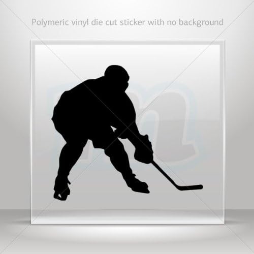 Decal Stickers Ice Hockey player figure car helmet window bike Garage door 6 X 5.4 Inches Black 0602 XZE26