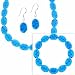 Sterling Silver Murano Glass Aqua Blue Oval Millefiori Bracelet Earrings and Necklace Jewelry Set