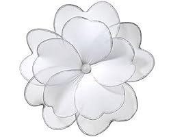 White with Silver Trim Border Multi Layered Nylon Flower for ceiling wall garden décor baby nursery room wedding decor decoration (Free Shipping U.S)