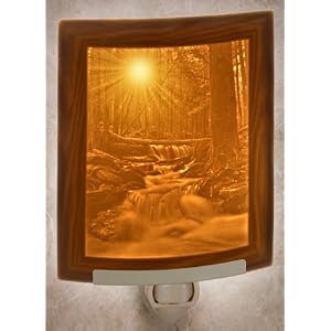 Mystical Falls - Curved Porcelain Lithophane Night Light by Belle Rose Farm