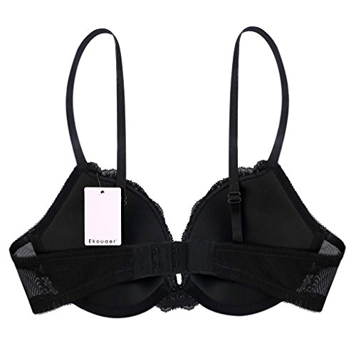 Ekouaer Women's "Add A Cup Size" Tailored Push Up Bra 38A,Black,38A