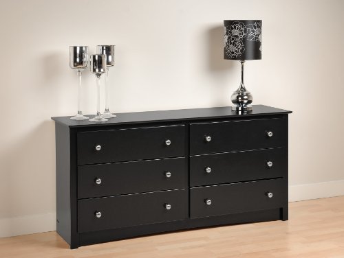 Prepac Sonoma 6-Drawer Dresser, Black