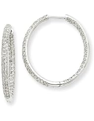 14k White Gold G-H SI2 Quality Diamond In & Out Hoop Earrings. Carat Wt- 0.7ct