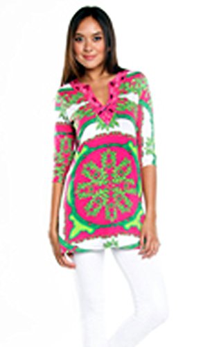 Joyous & Free – Think Pink, Tunic Mini Dress Sweetheart Collar & Side Pleats