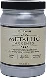 Rust-Oleum Metallic Accents 253534 Decorative 32-Ounce Quart Water Based One Part Metallic Finish Paint, Sterling Silver