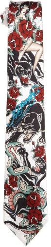 Ed Hardy Men's Panther Rose Tie