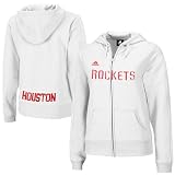 NBA adidas Houston Rockets Ladies White Tail End Full Zip Hoody Sweatshirt (Large)