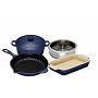 Le Creuset Cast Iron, Steamer and Stoneware Gift Set, 4 Piece, Cobalt Blue
