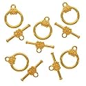 Real Gold Plated Flower Toggle Clasps 14mm (5 Sets)