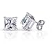 6MM Pair Sterling Silver Cubic Zirconia Princess Studs