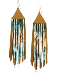 Presh Beaded Tan Soft Suede Earrings