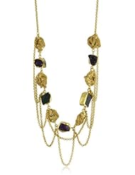Zariin "Layers and Knots" Amethyst and Fluorite Gold Necklace