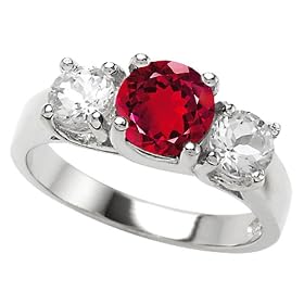 2.35 cttw 925 Sterling Silver 14K White Gold Plated Lab Created Round Ruby... by