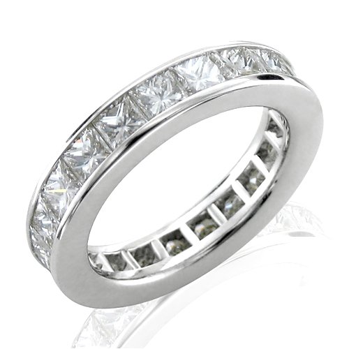 Certified Platinum Princess Cut Diamond Eternity Band Ring Size 6.5 (GH, VS, 5.50 carat)