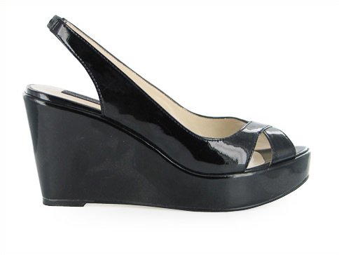 Steven by Steve Madden Garrie Black Patent Wedge Slingback Platform from STEVEN by Steve Madden