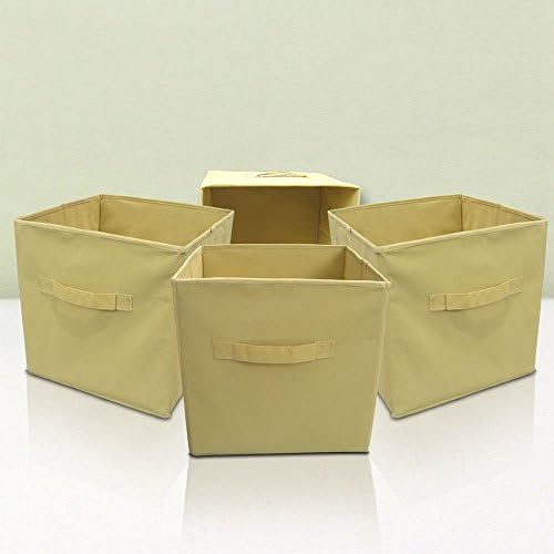 Foldable Fabric Storage Cubes by Aristocrat Homewares, 4-Pack, Label Pocket, 2-Handled, Mustard - GUARANTEED FOR LIFE
