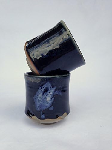 Set of two Black handmade Yunomi cup, Japanese Tea Cup, Ceramic Cup TCB4