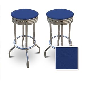 2 MAN CAVE Blue Vinyl 29'' Specialty Chrome Barstools Bar Stools 2 MAN CAVE Blue Vinyl 29'' Specialty Chrome Barstools Bar Stools