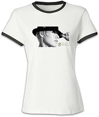 Lanlig Women's P!nk O-neck Contrast Collar XXL T-shirts Funny