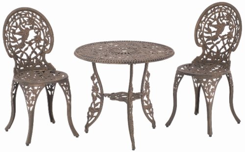 'Hummingbird' Garden Bistro Set - Bronze Cast Aluminum