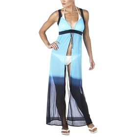 Xhilaration® Crinkle Pool Dress Coverup - Blue with Black Trim